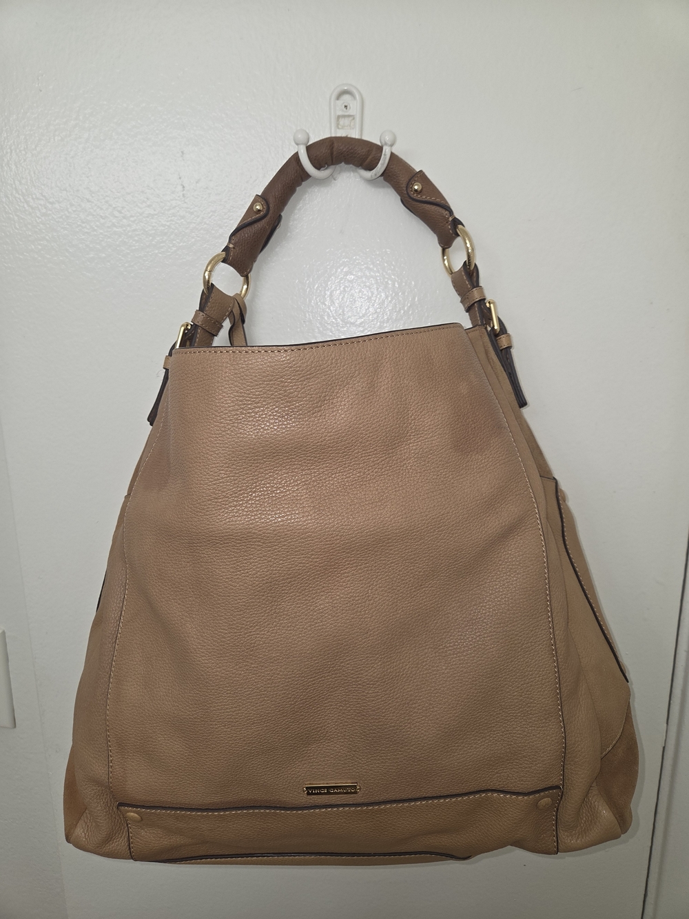 Vince Camuto Two-Tone Tan Leather & Suede Shoulder Hobo - Picture 2 of 5